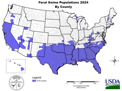 Feral Swine Populations 2024 By Country Map